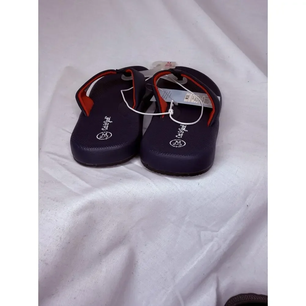 Cat & Jack Kid Boys Espen Flip Flops Blue Kids 2/3, New With Tags